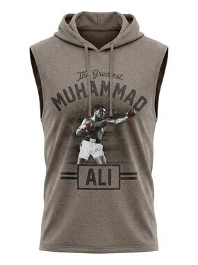 Ali Brand Muhammad Ali Sleeveless Hooded T-shirt Sz Sm